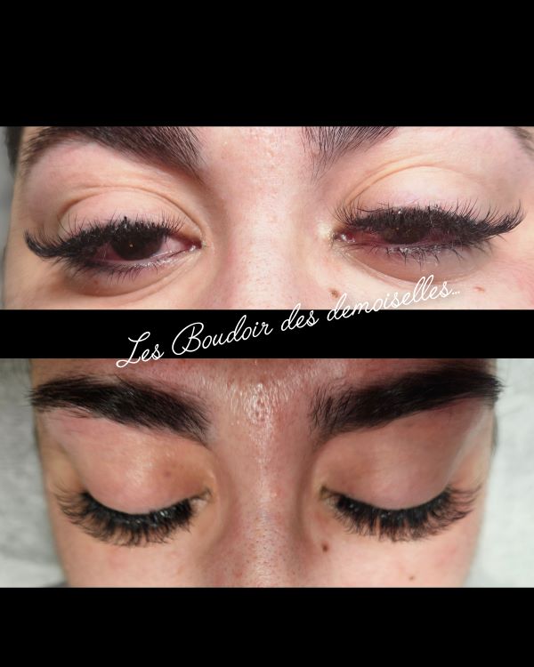 Cils extension de cils avant et après