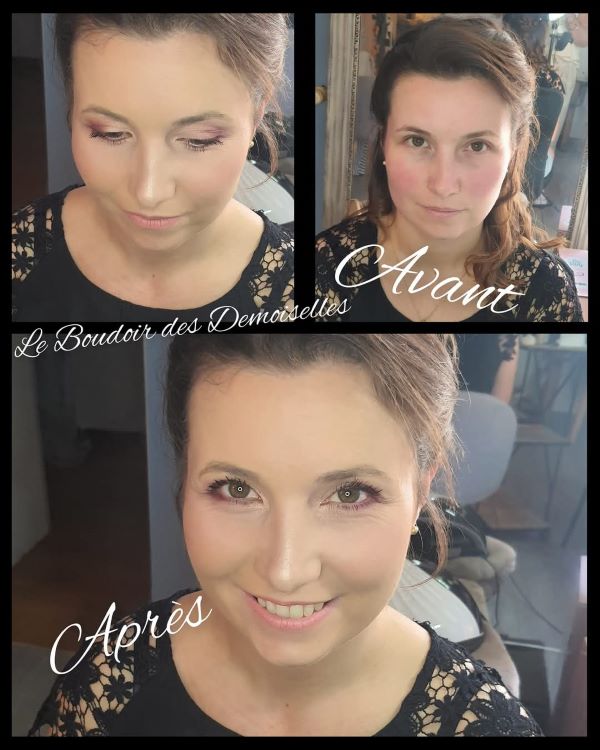 Coiffure maquillage invité mariage avant et après