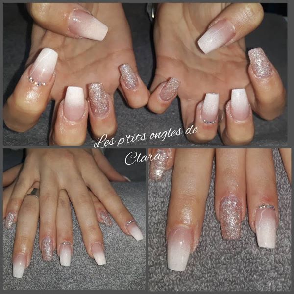 Ongles mains résine semi permanent babyboomer